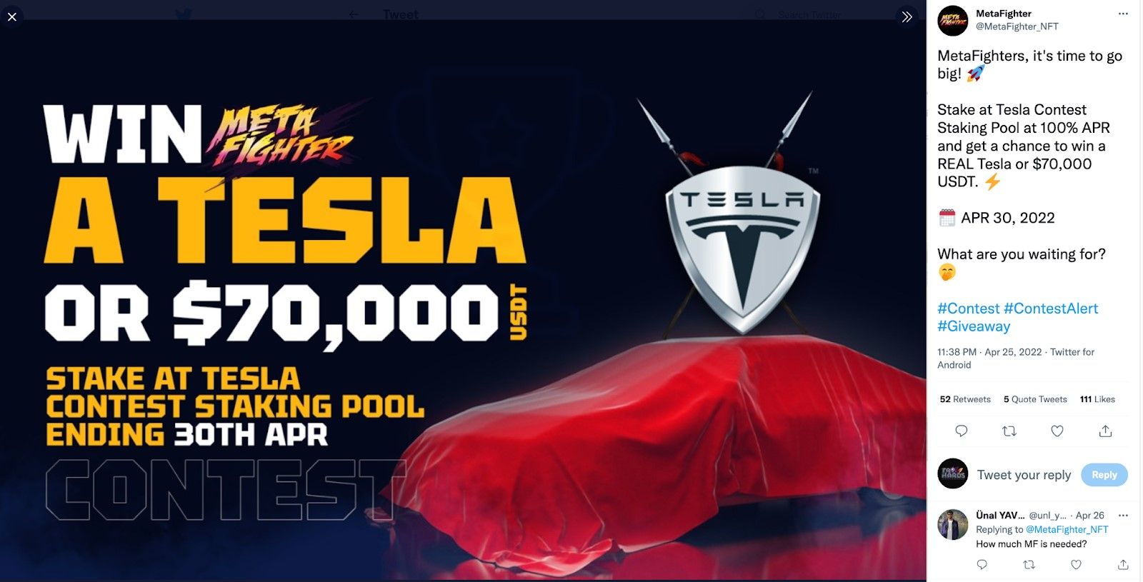MetaWise organized a hugely successful “Win a Tesla” viral contest for MetaFighter to raise pre-seed funding